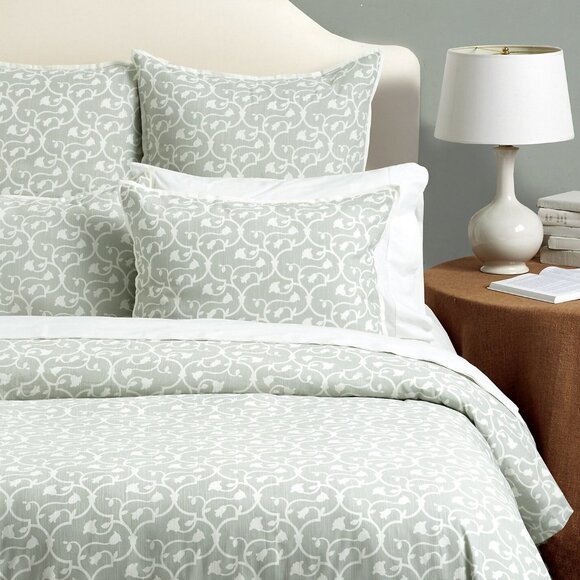 Ballard Designs Florette Tulip Trellis BEIGE King Duvet Cover & 2 King Shams - Picture 4 of 5